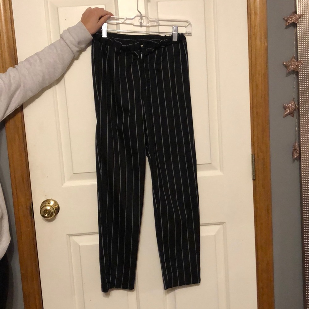 Dress pants black& white strips